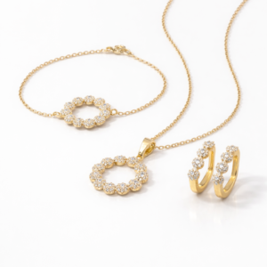 Parure Bijoux Dorée Cercle Pavé